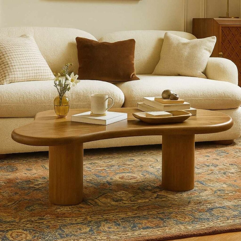 Handcrafted Solid Wood Coffee Table with Organic Modern Design