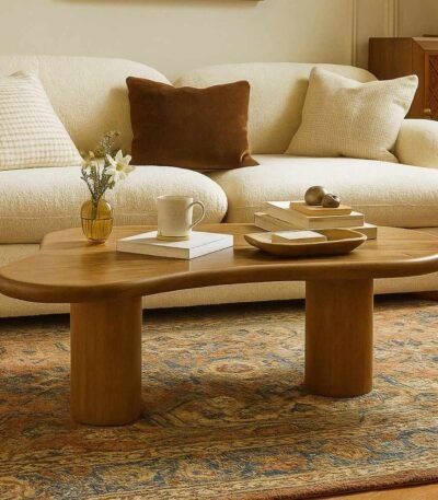 Handcrafted Solid Wood Coffee Table with Organic Modern Design