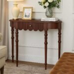 Veyora Handcarved Mango Wood Console Table with Drawer and Elegant Carved Design