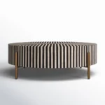 Bone Inlay Centre Round Table in Black and White – Designer Coffee Table