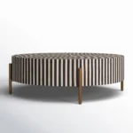 Bone Inlay Centre Round Table in Black and White – Designer Coffee Table