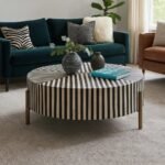 Bone Inlay Centre Round Table in Black and White – Designer Coffee Table