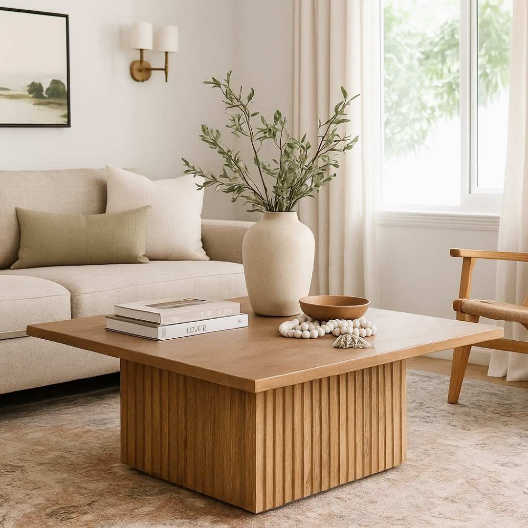 Zenvetra-handcrafted-wooden-coffee-table-mai Zenvetra Handcarved Coffee Table in Solid Mango Wood with Fluted Base