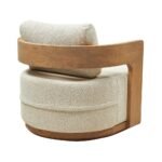 Modern handcrafted wooden lounge chair with plush upholstery