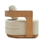 Modern handcrafted wooden lounge chair with plush upholstery