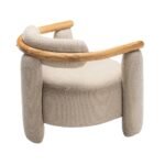 “Solid Wood Armchair with Cushioned Seat and Natural Finish