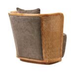 Handcrafted Sheesham wood cane armchair with cushioned seat