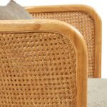 Handcrafted Sheesham wood cane armchair with cushioned seat