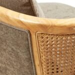 Handcrafted Sheesham wood cane armchair with cushioned seat