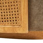 Handcrafted Sheesham wood cane armchair with cushioned seat