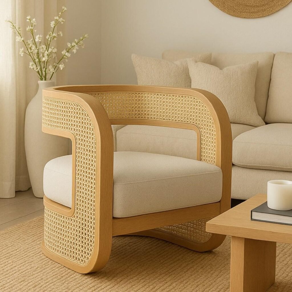 Premium solid wood accent lounge chair for living room décor