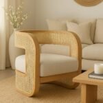 Premium solid wood accent lounge chair for living room décor