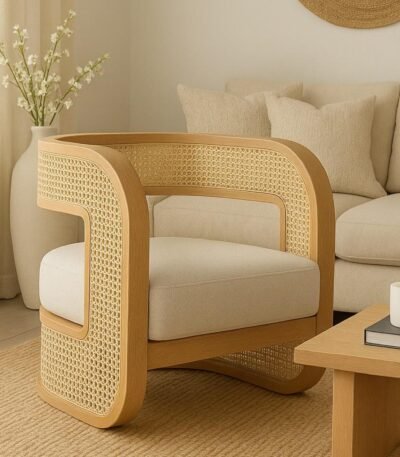 Premium solid wood accent lounge chair for living room décor