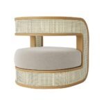 Juniper Grace Cane Armchair – Handcrafted Wooden Cane Armchair in Sheesham Wood with Upholstered Seat