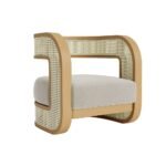 Juniper Grace Cane Armchair – Handcrafted Wooden Cane Armchair in Sheesham Wood with Upholstered Seat