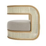 Juniper Grace Cane Armchair – Handcrafted Wooden Cane Armchair in Sheesham Wood with Upholstered Seat