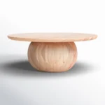 Aurea Round Sheesham Wood Coffee Table with sculptural pedestal base