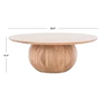 Aurea Round Sheesham Wood Coffee Table with sculptural pedestal base