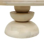Round wooden center table for living room with pedestal base