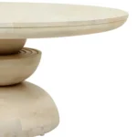 Round wooden center table for living room with pedestal base