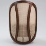Dome Cane Lounge Chair with curved wooden dome back and natural cane weave