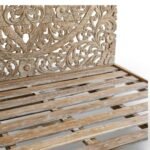 Artesa handcarved sheesham bed with intricate floral carving in solid wood