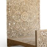 Artesa handcarved sheesham bed with intricate floral carving in solid wood