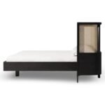 Azure modern rattan cane bed with solid wood frame and woven cane panels