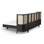 Azure modern rattan cane bed with solid wood frame and woven cane panels