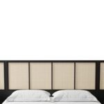 Azure modern rattan cane bed with solid wood frame and woven cane panels