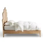Bravura handcarved wooden bed made from solid Sheesham wood with floral headboard