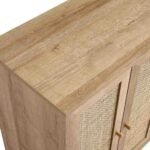 Kyros Cane Bar Cabinet in solid Sheesham wood with handwoven cane doors