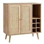 Kyros Cane Bar Cabinet in solid Sheesham wood with handwoven cane doors