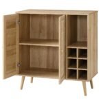 Kyros Cane Bar Cabinet in solid Sheesham wood with handwoven cane doors