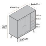 Kyros Cane Bar Cabinet in solid Sheesham wood with handwoven cane doors