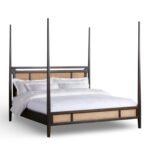 EvoCanewood sheesham wood bed with solid wood frame and cane detailing