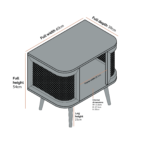 Solid Sheesham wood bedside table with natural cane panels and open storage