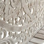 Magnolia mango wood bed with floral handcarved headboard