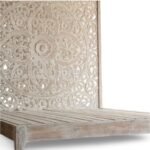 Magnolia mango wood bed with floral handcarved headboard