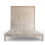 Magnolia mango wood bed with floral handcarved headboard