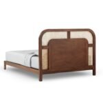 Maison rattan bed with solid wood frame and woven rattan headboard