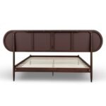 Miro solid wood rattan bed with woven cane headboard