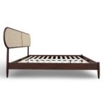 Miro solid wood rattan bed with woven cane headboard