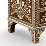 Noorja Bone Inlay Bedside Table handcrafted from solid mango wood with floral bone inlay design