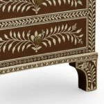 Noorja Bone Inlay Bedside Table handcrafted from solid mango wood with floral bone inlay design
