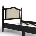 Prana wooden rattan cane bed with solid Sheesham wood frame