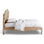Shilpaura floral carved wooden bed with handcrafted Sheesham wood headboard