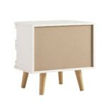 VERA white cane side table with two drawers made from solid Sheesham wood