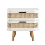 VERA white cane side table with two drawers made from solid Sheesham woodVERA white cane side table with two drawers made from solid Sheesham wood