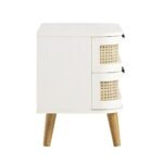 VERA white cane side table with two drawers made from solid Sheesham wood